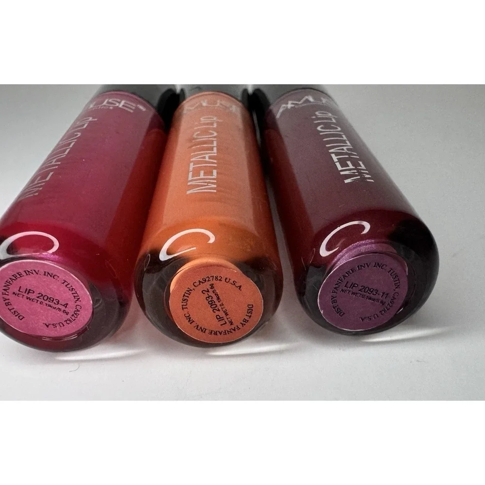 Amuse Metallic Lip Gloss Set – Hot Pink, Orange Blaze & Plum Wine